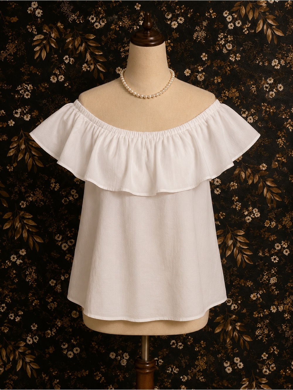 Mango White Off-Shoulder Ruffle Tunic